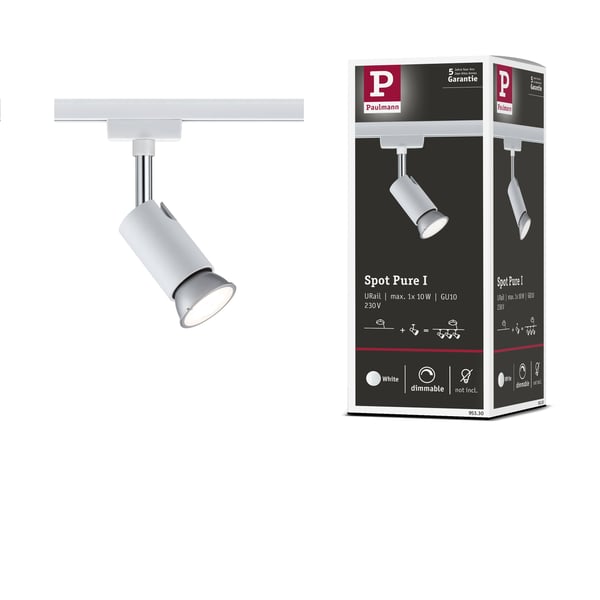 Paulmann URail Spotlight för strömskenor Pure I GU10 max. 10W dimbar 230V Vit, Krom