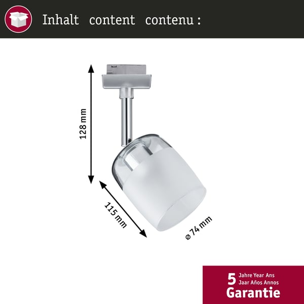 Paulmann URail Spotlight för strömskenor Blossom G9 max. 10W dimbar 230V Krom matt, Klar, Satin