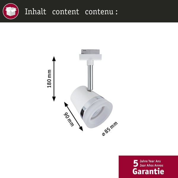 Paulmann URail Spotlight för strömskenor B-vara Cone GU10 max. 10W dimbar 230V Vit, Krom