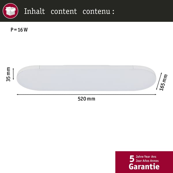Paulmann URail Panel Deck 1407,5lm 13,5W 3000K dimbar 230V Vit