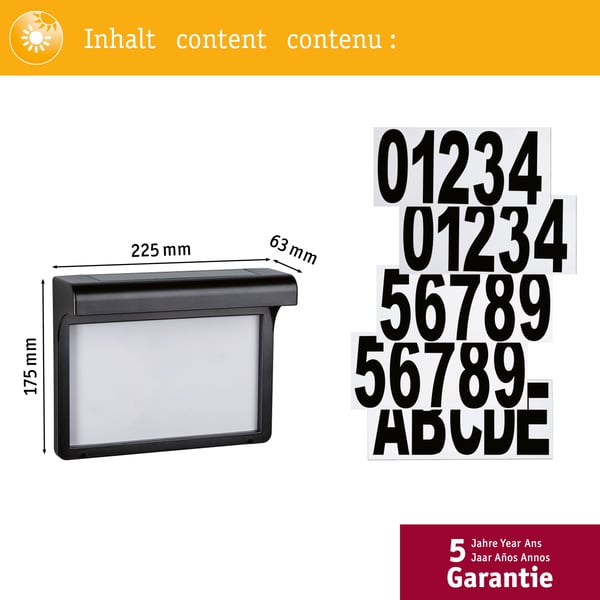 Paulmann Solenergi LED lampa för husnummer DaytonII lampa IP44 3000K 2lm Svart