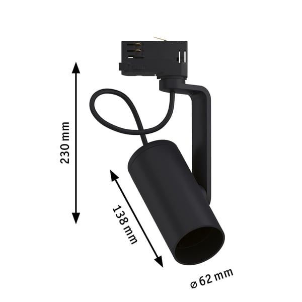 Paulmann ProRail3 Spotlight för strömskenor Apol II E27 max. 50W dimbar 230V Svart