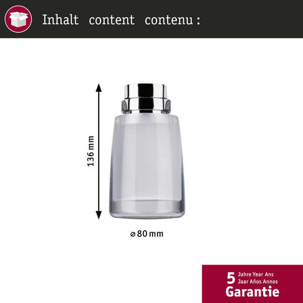 Paulmann URail Spotlight för strömskenor Safira 350lm 4,9W 2700K dimbar 230V Krom, Klar, Satin