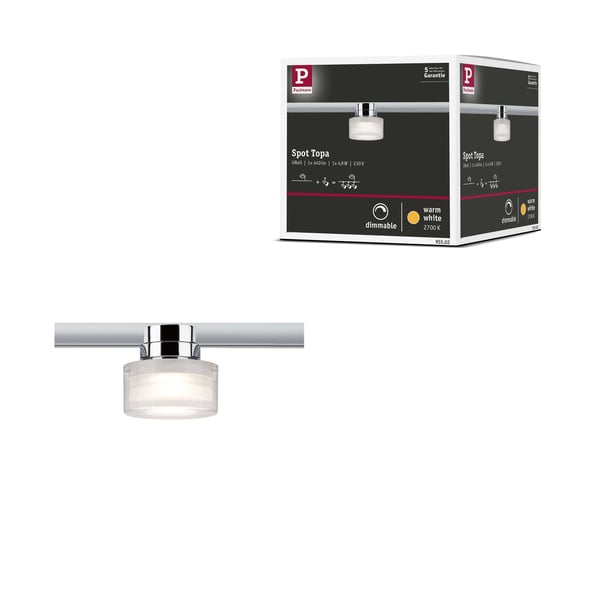 Paulmann URail Spotlight för strömskenor Topa Dot 350lm 4,9W 2700K dimbar 230V Krom, Klar, Satin