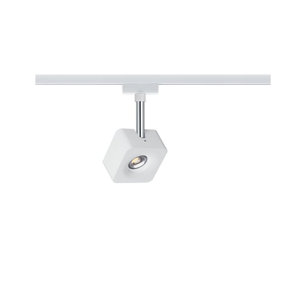 Paulmann URail Spotlight för strömskenor Cube 540lm 8W 2700K dimbar 230V Vit, Krom