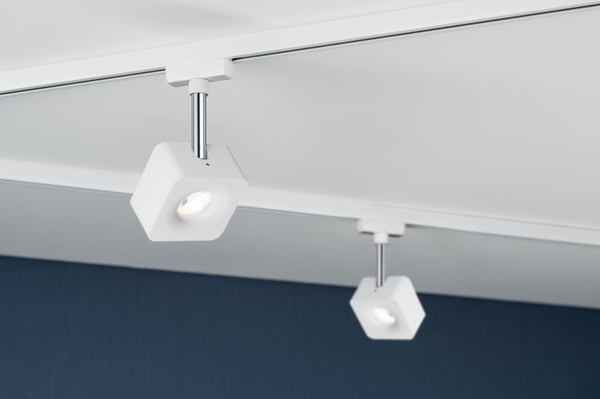 Paulmann URail Spotlight för strömskenor Cube 540lm 8W 2700K dimbar 230V Vit, Krom