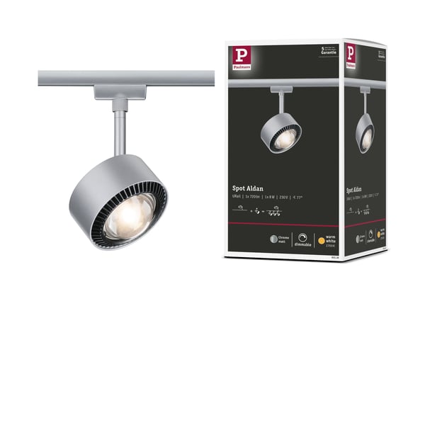 Paulmann URail Spotlight för strömskenor Aldan 498lm 8W 2700K dimbar 230V Krom matt Paulmann URail Spotlight för strömskenor Aldan 498lm 8W 2700K dimbar 230V Krom matt