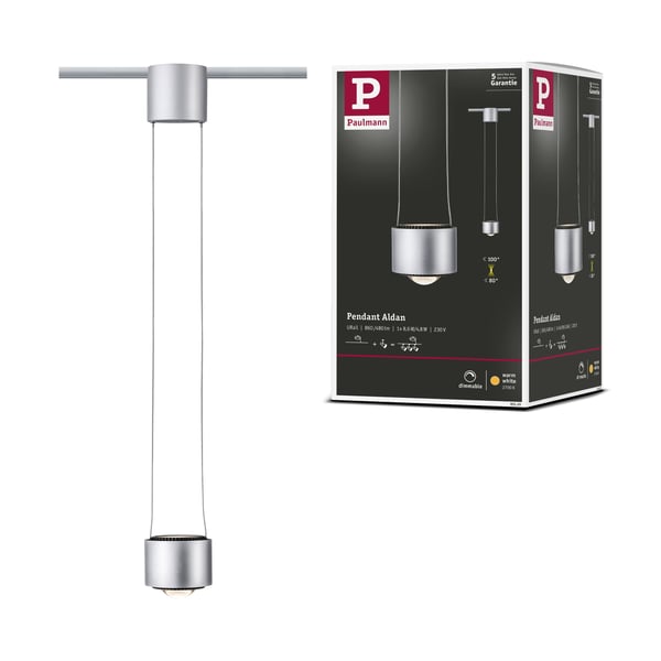 Paulmann URail Hängande Aldan 820lm / 0lm 8,5W / 4,5W 2700K dimbar 230V Krom matt, Svart