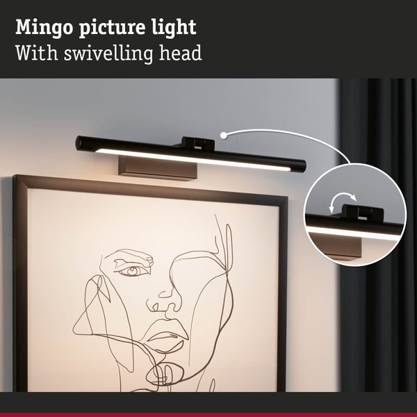 Paulmann LED bildlampa Mingo 3000K 510lm 230V 9,5W Svart