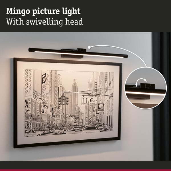 Paulmann LED bildlampa Mingo 3000K 810lm 230V 11W Svart