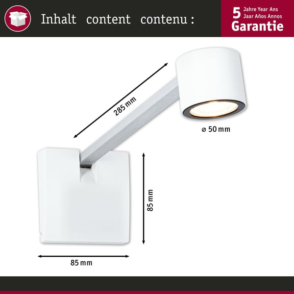 Paulmann LED bildlampa Adelia 2700K 370lm 24V 4,5W dimbar Aluminium borstad