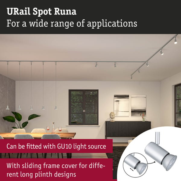 Paulmann URail Spotlight för strömskenor Runa GU10 max. 10W dimbar 230V Krom matt