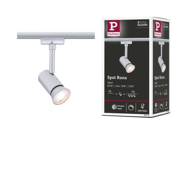 Paulmann URail Spotlight för strömskenor Runa GU10 max. 10W dimbar 230V Krom matt