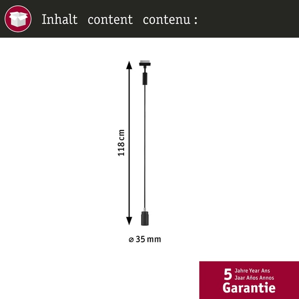 Paulmann URail Hängande Runa GU10 max. 10W dimbar 230V Svart matt