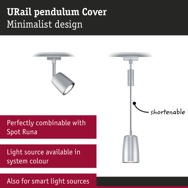 Paulmann URail Hängande Cover GU10 max. 10W dimbar 230V Krom matt