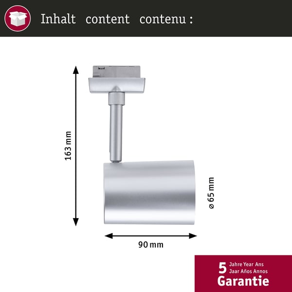 Paulmann URail Spotlight för strömskenor Luxe GU10 max. 10W dimbar 230V Krom matt