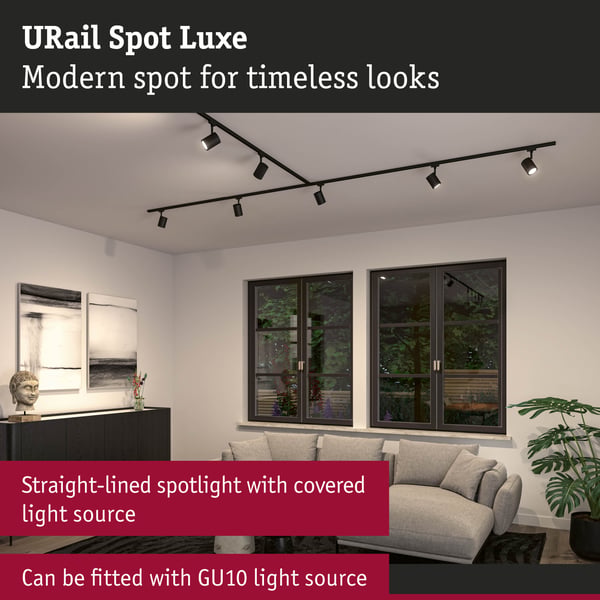Paulmann URail Spotlight för strömskenor Luxe GU10 max. 10W dimbar 230V Svart matt