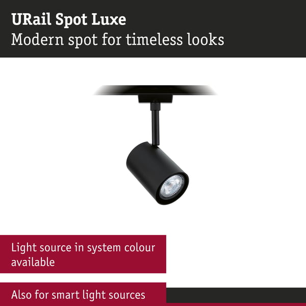 Paulmann URail Spotlight för strömskenor Luxe GU10 max. 10W dimbar 230V Svart matt