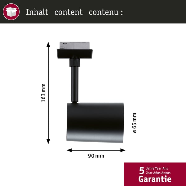 Paulmann URail Spotlight för strömskenor Luxe GU10 max. 10W dimbar 230V Svart matt