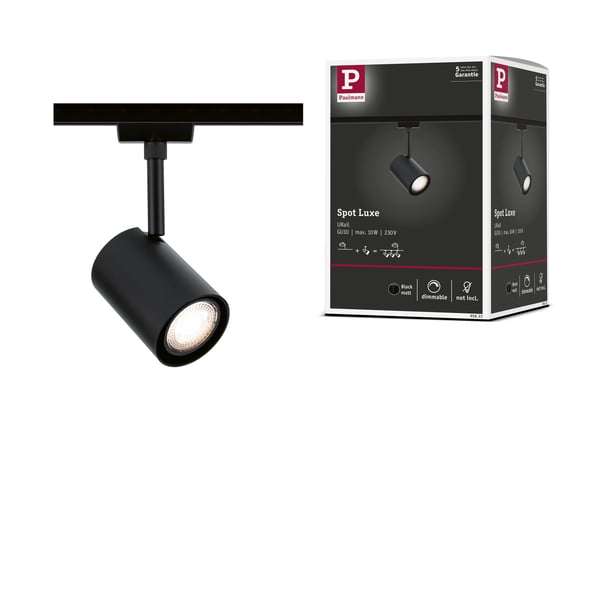 Paulmann URail Spotlight för strömskenor Luxe GU10 max. 10W dimbar 230V Svart matt
