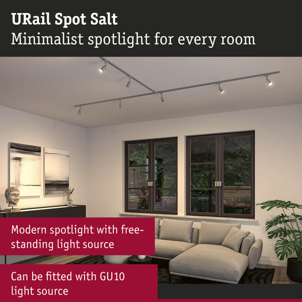 Paulmann URail Spotlight för strömskenor Salt GU10 max. 10W dimbar 230V Krom matt