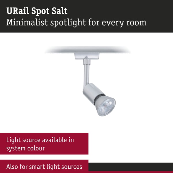 Paulmann URail Spotlight för strömskenor Salt GU10 max. 10W dimbar 230V Krom matt