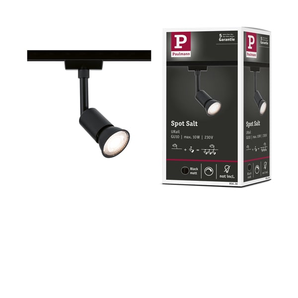 Paulmann URail Spotlight för strömskenor Salt GU10 max. 10W dimbar 230V Svart matt