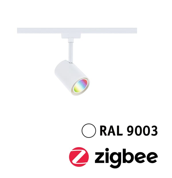 Paulmann URail Spotlight för strömskenor Smart Home Zigbee 3.0 Luxe GU10 350lm 4,8W RGBW+ dimbar 230V Signal vit