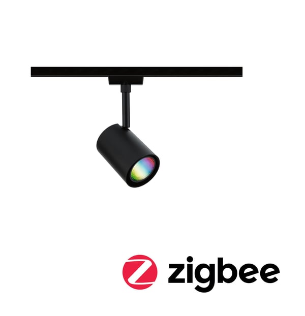 Paulmann URail Spotlight för strömskenor Smart Home Zigbee 3.0 Luxe GU10 350lm 4,8W RGBW+ dimbar 230V Svart matt