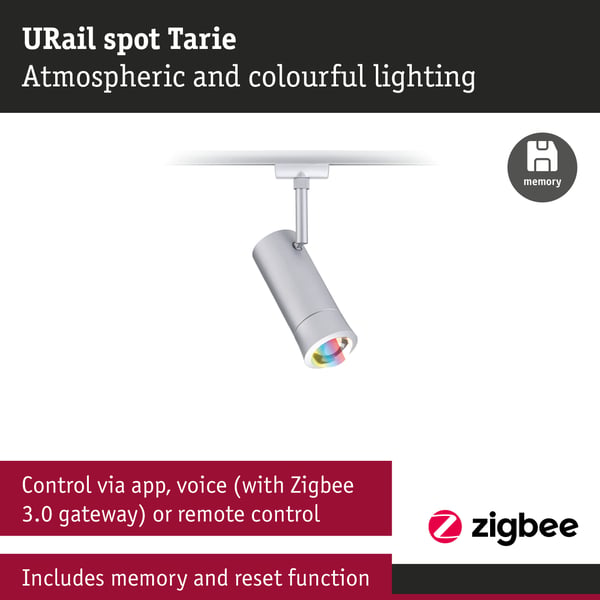 Paulmann URail Strålkastare Smart Home Zigbee 3.0 Tarie RGBW 230lm 4,5W RGBW+ dimbar 230V Krom matt