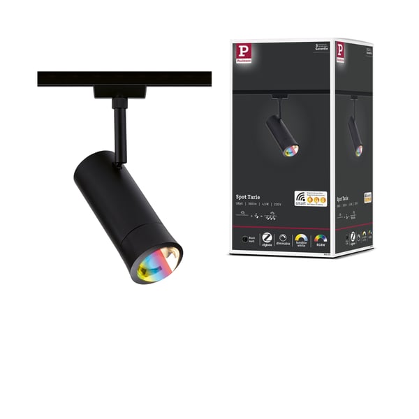 Paulmann URail Strålkastare Smart Home Zigbee 3.0 Tarie RGBW 230lm 4,5W RGBW+ dimbar 230V Svart matt