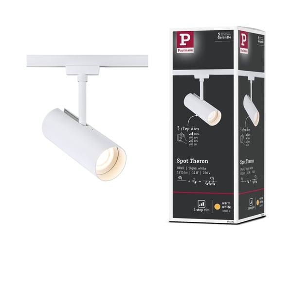 Paulmann URail Spotlight för strömskenor Theron Enstaka spot 1020lm 11W 3000K dimbar 230V Signal vit
