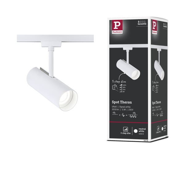 Paulmann URail Spotlight för strömskenor Theron Enstaka spot 1100lm 11W 4000K dimbar 230V Signal vit