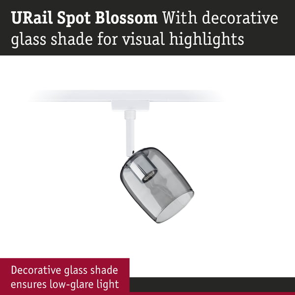Paulmann URail Spotlight för strömskenor Blossom G9 max. 10W dimbar 230V Signal vit, Rökfärgad