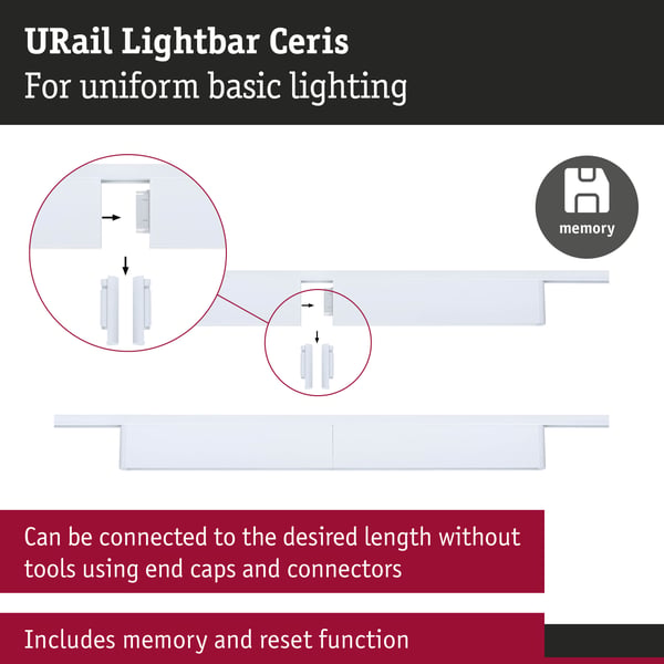 Paulmann URail Ljusramp 3-Step-Dim Ceris 850lm 9,5W 4000K dimbar 230V Signal vit