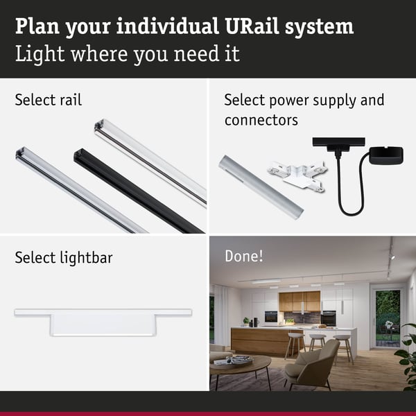Paulmann URail Ljusramp 3-Step-Dim Ceris 850lm 9,5W 4000K dimbar 230V Signal vit