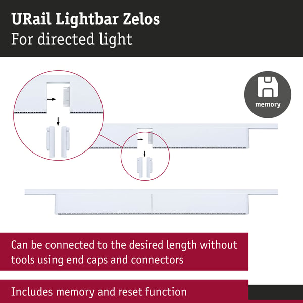 Paulmann URail Ljusramp 3-Step-Dim Zelos 1050lm 10W 3000K dimbar 230V Signal vit