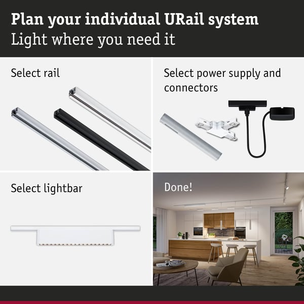 Paulmann URail Ljusramp 3-Step-Dim Zelos 1050lm 10W 3000K dimbar 230V Signal vit