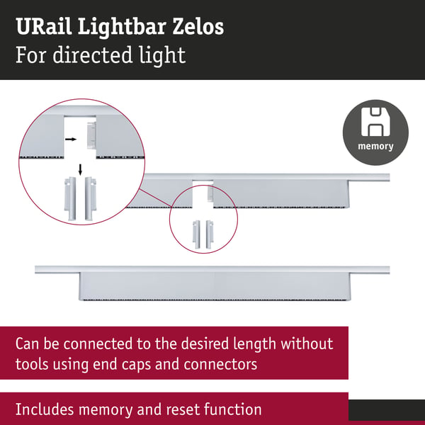 Paulmann URail Ljusramp 3-Step-Dim Zelos 1100lm 10W 4000K dimbar 230V Krom matt