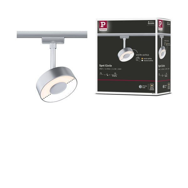 Paulmann URail Spotlight för strömskenor Circle 200lm 5W White Switch 230V Krom matt