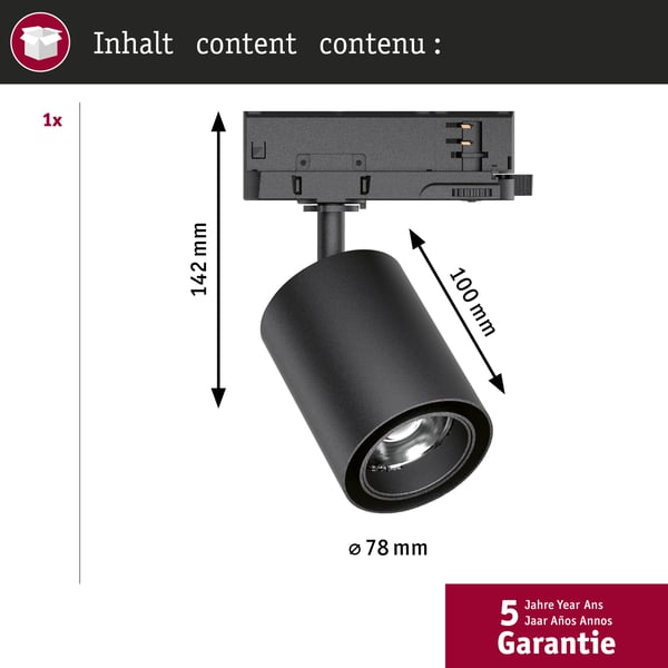 Paulmann ProRail3 LED spårstrålkastare Kratos ProRail 36° 3100lm 25W 4000K 230V Svart