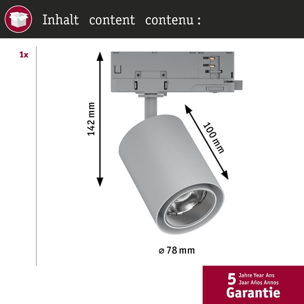 Paulmann ProRail3 LED spårstrålkastare Kratos ProRail 50° 3100lm 25W 4000K 230V Silver