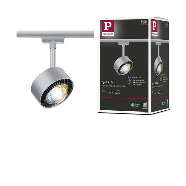 Paulmann URail Spotlight för strömskenor Aldan 500lm 8W White Switch 230V Krom matt