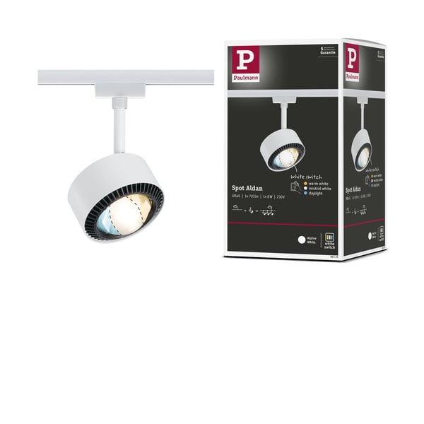 Paulmann URail Spotlight för strömskenor Aldan 500lm 8W White Switch 230V Signal vit