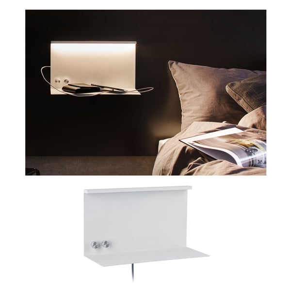 Paulmann LED vägglampa Jarina USB C 3000K 400lm / 160lm 230V 4,5W / 1,6W dimbar Vit matt