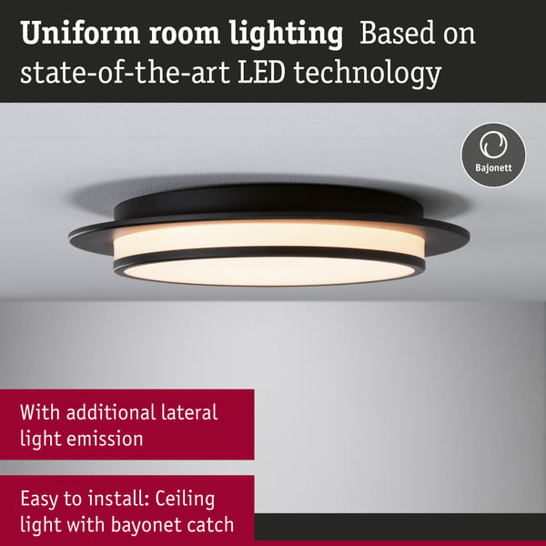 Paulmann LED taklampa 3-Step-Dim Egron 2700K 750lm 230V 16W dimbar Svart matt