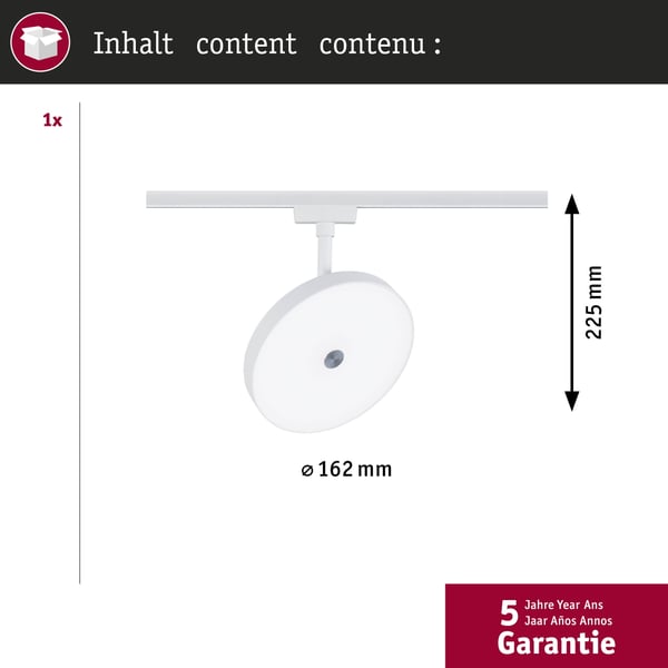 Paulmann URail Spotlight för strömskenor 3-Step-Dim Hildor 850lm 15W 4000K dimbar 230V Vit