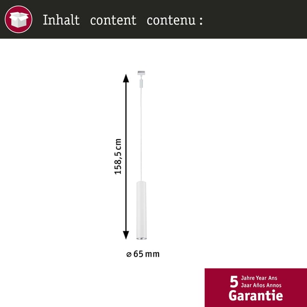Paulmann URail Hängande Catalejo GU10 max. 10W dimbar 230V Vit, Krom matt