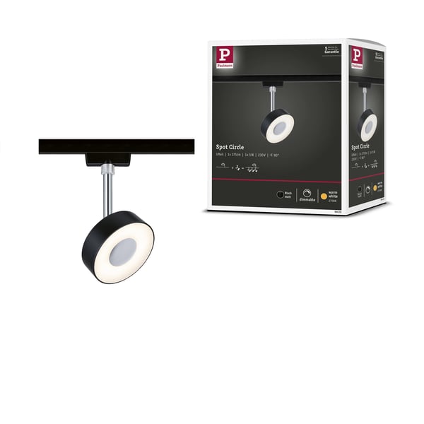 Paulmann URail Spotlight för strömskenor Circle 200lm 5W 2700K dimbar 230V Svart matt