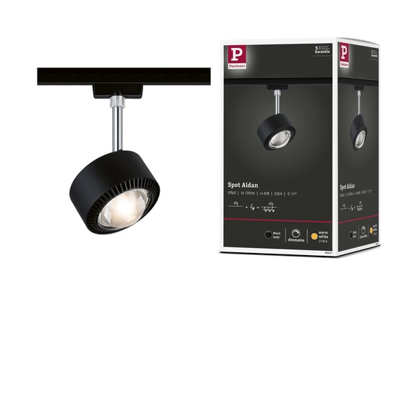 Paulmann URail Spotlight för strömskenor Aldan 498lm 8W 2700K dimbar 230V Svart matt